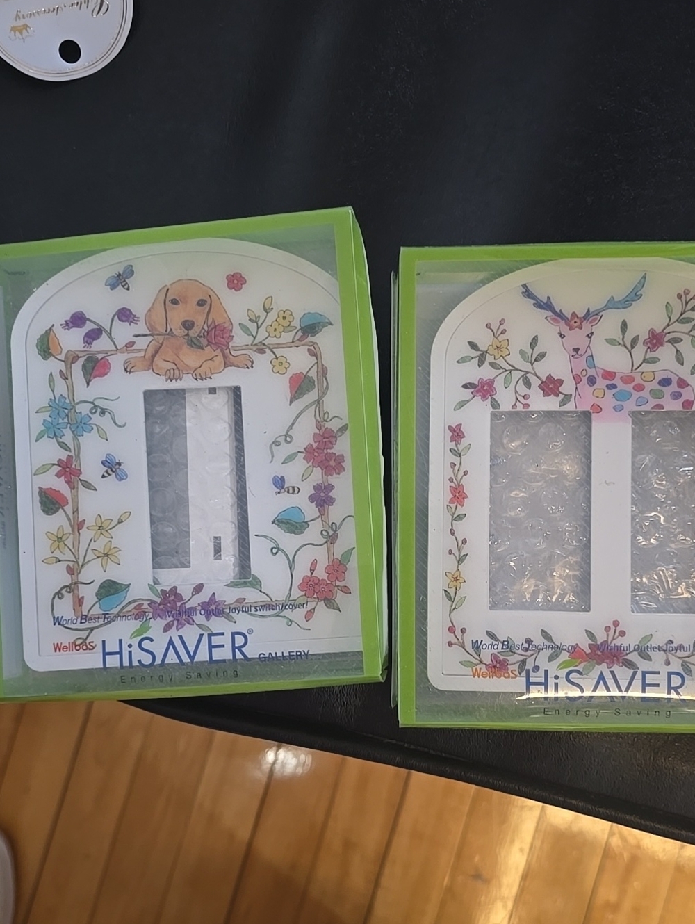 2 Decorative Floral Light Switch Cover - White with Multicolor Accents